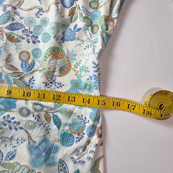 J.McLaughlin Dress Women XS White Blue Floral Long Sleeve A-Line Midi Retro - Picture 7 of 9